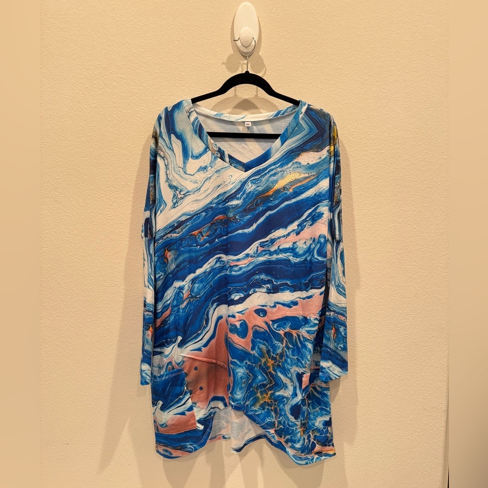 Abstract Blue and Pink Women's Top